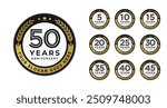 Set of 5 to 50 anniversary logo golden circle emblem vector design illustration collection isolated