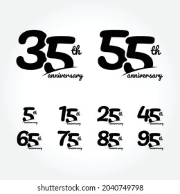 Set of 5 to 95 Anniversary Logotype Design, Years Celebrate Anniversary Logo