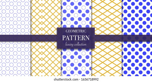 Set of 5 abstract background texture. Dotted, line pattern. Polka dot style vector illustration for wallpaper, flyer, cover, design. Repeating circle geometric ornament, decorative element