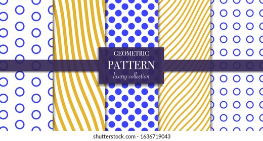 Set of 5 abstract background texture. Dotted, line pattern. Polka dot style vector illustration for wallpaper, flyer, cover, design. Repeating circle geometric ornament, decorative element