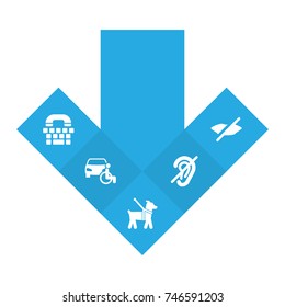 Set Of 5 Accessibility Icons Set.Collection Of Can Not Speak, Tty, Hard Of Hearing And Other Elements.