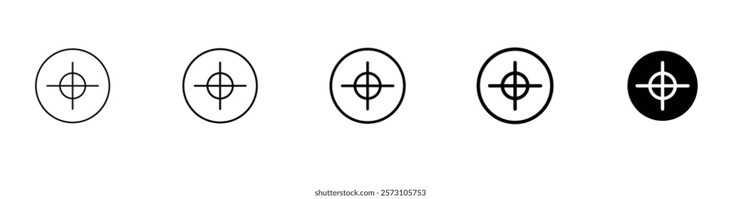 Set of 5 Accuracy icon - 1 Silhouette - 1 unexpanded vector, Accuracy icon set target featuring crosshairs bullseyes accuracy precision symbols archery shooting navigation accurate achieve focus arrow