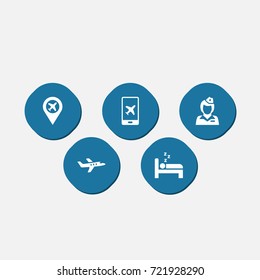 Set Of 5 Airplane Icons Set.Collection Of Electron Payment, Sleep, Pinpoint And Other Elements.