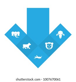 Set of 5 alive icons set. Collection of sheep, bear, grasshopper and other elements.