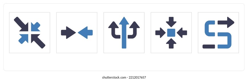 A set of 5 Arrow icons such as Down, left Direction, Lower direction