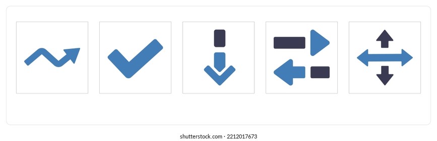 A set of 5 Arrow icons such as Down, left Direction, Lower direction