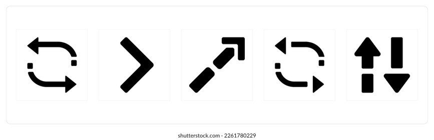 A set of 5 Arrow icons such as Down, left Direction, Lower direction