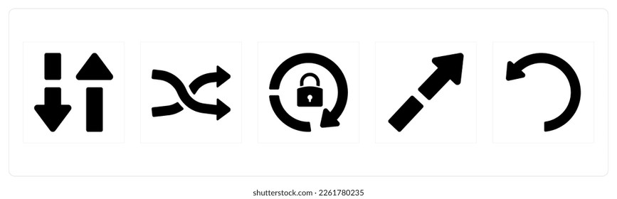 A set of 5 Arrow icons such as Down, left Direction, Lower direction