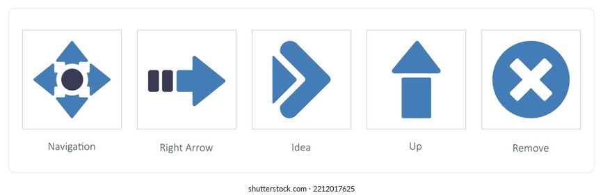 A set of 5 Arrows icons such as Navigation, Right Arrow