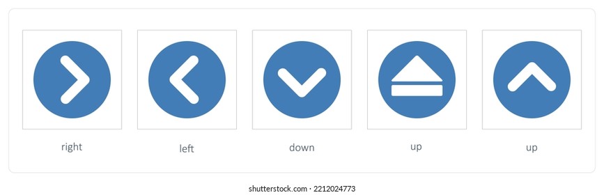 Un conjunto de iconos de 5 Flechas como dirección, camino, ruta