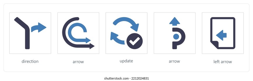 A set of 5 Arrows icons such as direction, way, path