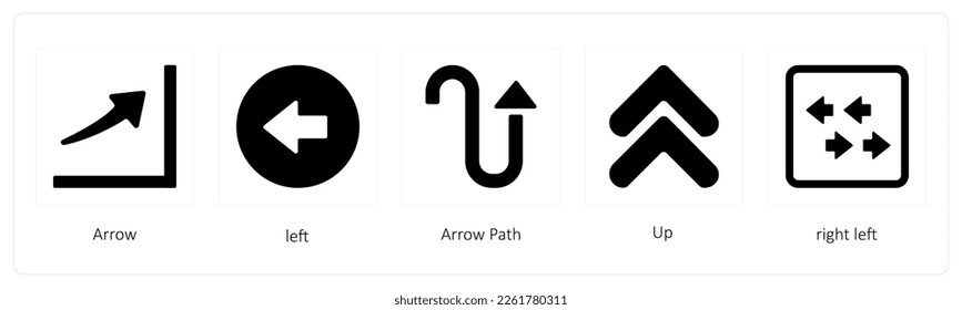A set of 5 Arrows icons such as Arrow, left, Arrow Path
