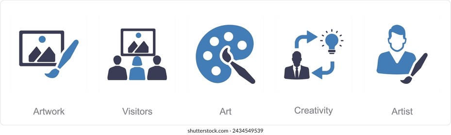 A set of 5 Art icons as artwork, visitors, art