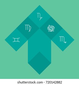 Set Of 5 Astrology Outline Icons Set.Collection Of Galaxy, Scorpion, Virgo And Other Elements.