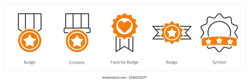 A set of 5 Award icons as badge, emblem, favorite badge