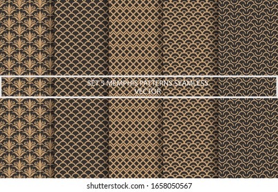 Set 5 Background Wallpapers Pattern Vector Gold color Abstract style