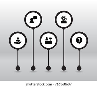 Set Of 5 Backing Icons Set.Collection Of Assistant, Help, Technical And Other Elements.