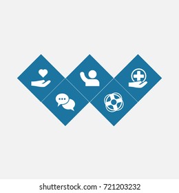 Set Of 5 Backing Icons Set.Collection Of Undertake, First-Aid, Safe Ring And Other Elements.