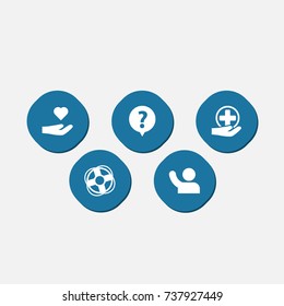 Set Of 5 Backing Icons Set.Collection Of Help, Safe Ring, Care; And Other Elements.