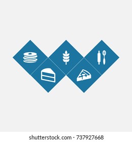 Set Of 5 Bakery Icons Set.Collection Of Crepe, Pepperoni, Grain And Other Elements.