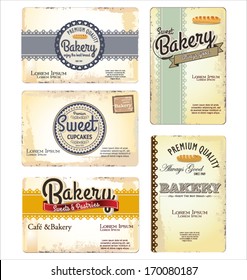 Set Of 5 Bakery Retro Business Card Templates