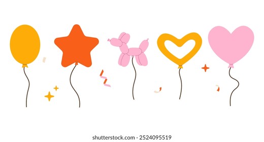 Set of 5 balloons isolated on a white background