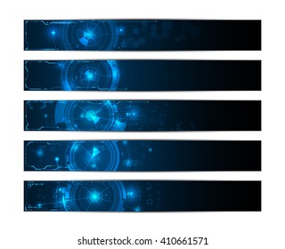 set of 5 banner hi technology future futuristic design innovation concept