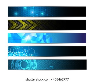 set of 5 banner technology innovation digital pattern texture design background concept