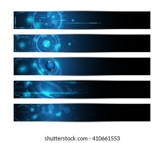 set of 5 banner technology innovation future futuristic design concept