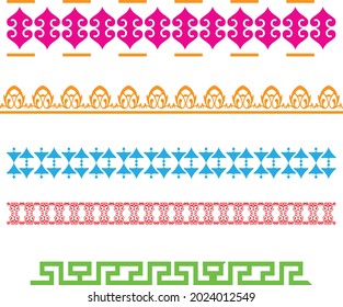 A set of 5 beautiful brushes on a white background. Fancy fries. Can be used for carpet printing, rugs, bandana design.