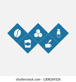 Set of 5 beverage icons set. Collection of instant, pocket milk, seed and other elements.