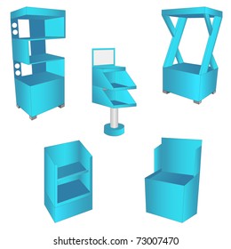 set of 5 blue display. vector illustration