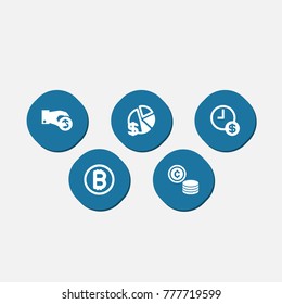 Set Of 5 Budget Icons Set.Collection Of Cash, Finance, Investment And Other Elements.