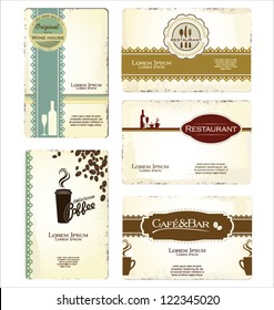 Set of 5 business cards for cafe and restaurant
