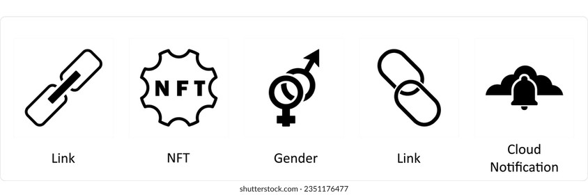 A set of 5 business icons as link, nft, gender