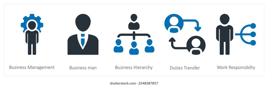 A set of 5 business icons as business management, business man, business hierarchy