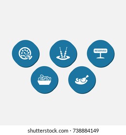 Set Of 5 Cafe Icons Set. Collection Of Food, Registered, Canape And Other Elements.
