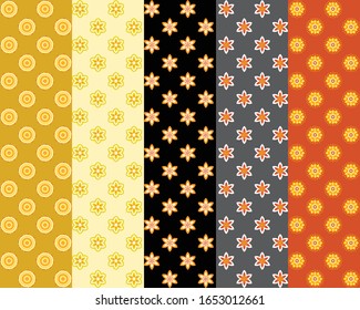Set of 5, calm and relaxing pattern, designed for fabric or wallpaper products, for dress, bags or modern design for interior items