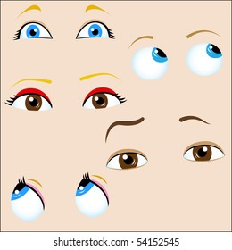 Set of 5 cartoon eyes. Editable Vector Illustration