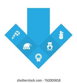 Set Of 5 Christmas Icons Set.Collection Of Ice Person, Christmas Wreath, Bear And Other Elements.
