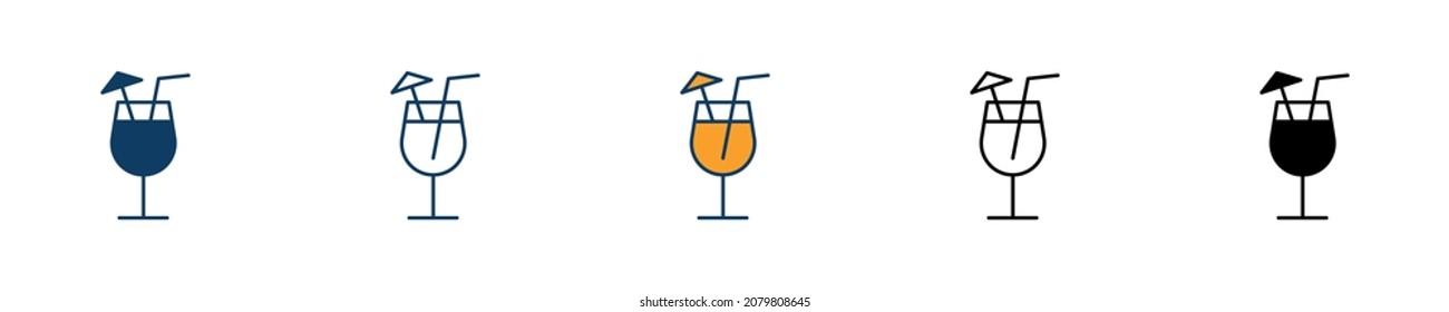 Set of 5 cocktail icon on white background