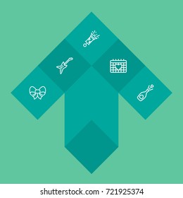 Set Of 5 Cocktail Outline Icons Set.Collection Of Firecrackers, Electro, Alcohol And Other Elements.