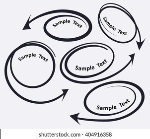 Set of 5 coiled curved arrows icons for text or advertising design. Vector illustration