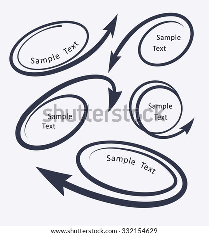 Set of 5 coiled curved arrows icons for text or advertising design. Vector illustration