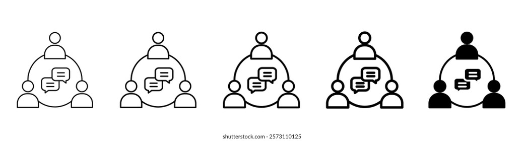 Set of 5 Communication icon, 1 Silhouette, 1 unexpanded vector, An excellent collection of business training and workshop office meeting lecture get together waiting official meeting