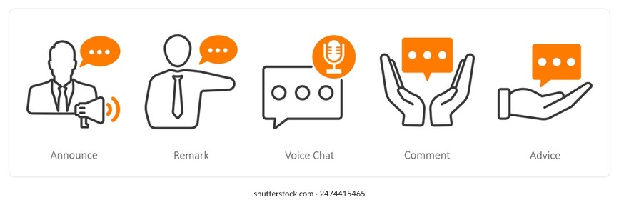 Video Un conjunto de 5 iconos de comunicación como anunciar, comentar,