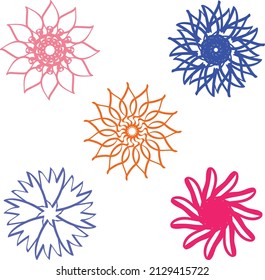 Set of 5 contour flowers