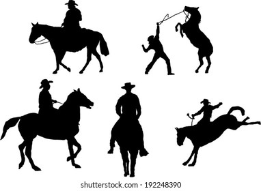 The Set Of 5 Cowboy Silhouette