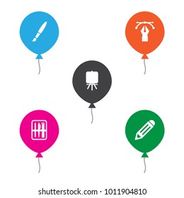 Set of 5 creative icons set. Collection of drawing tools, pencil, paintbrush and other elements.