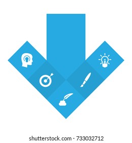 Set Of 5 Creative Icons Set.Collection Of Pencil, Arrow, Brush And Other Elements.